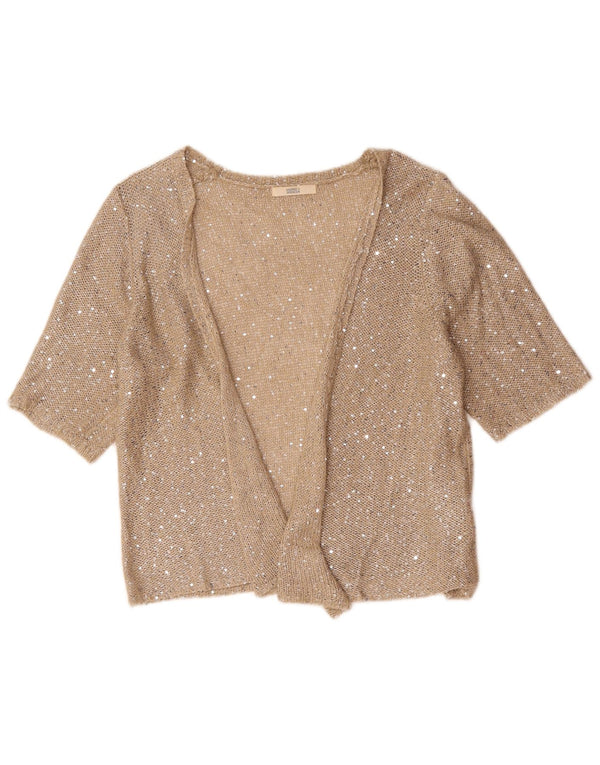 Marks & Spencer Womens Short Sleeve Cardigan Sweater UK 20 2XL Beige