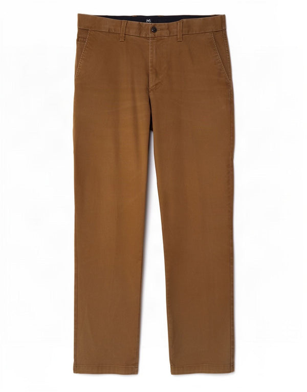 Marks & Spencer Mens Blue Harbour Straight Chino Trousers W34 L31 Brown