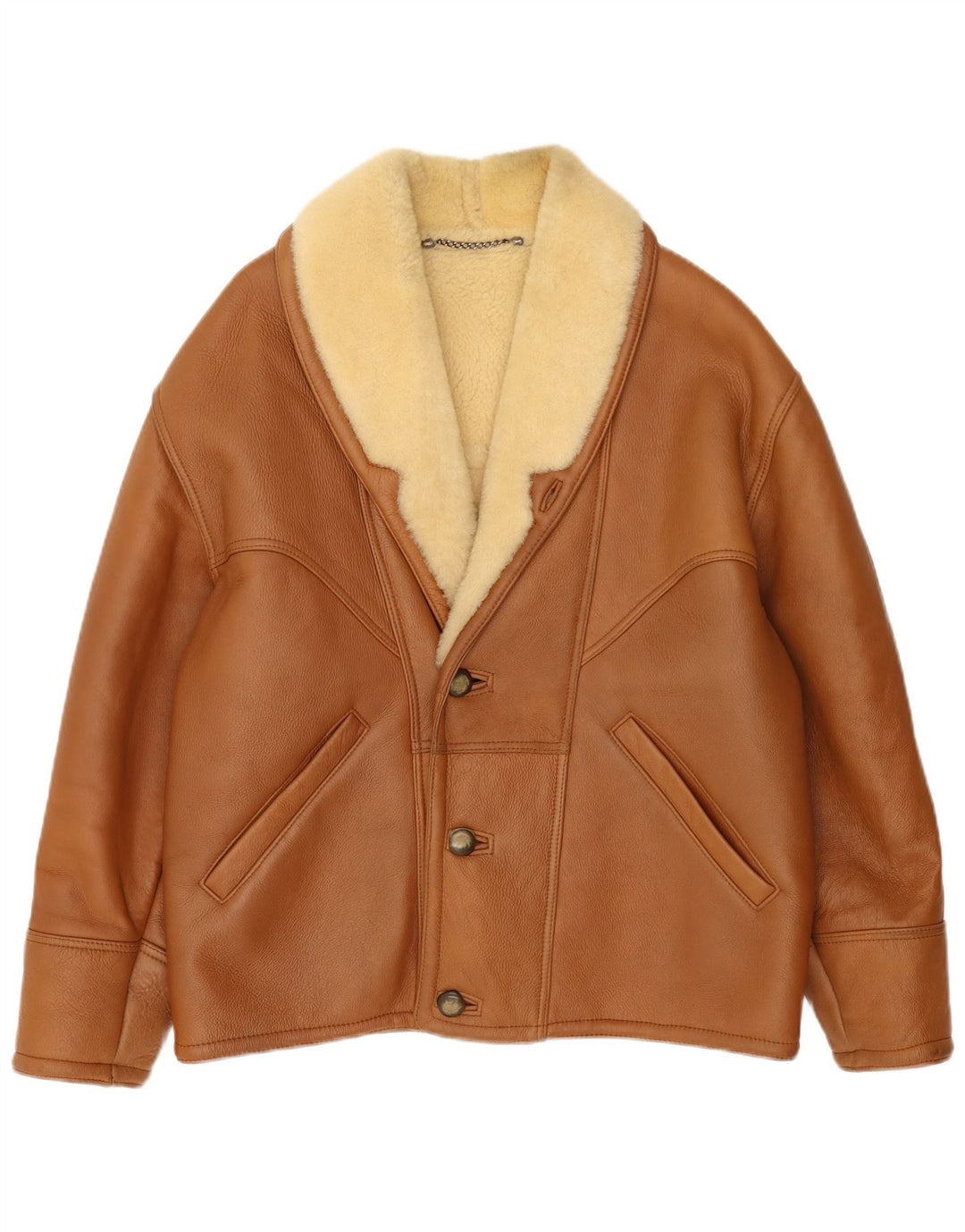 Giacca in shearling vintage da uomo IT 50 Shearling marrone grande