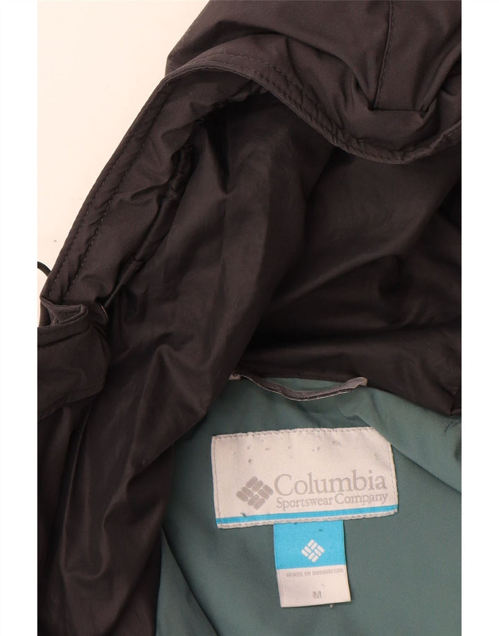 COLUMBIA Mens Hooded Padded Coat UK 38 Medium Blue Colourblock Polyester