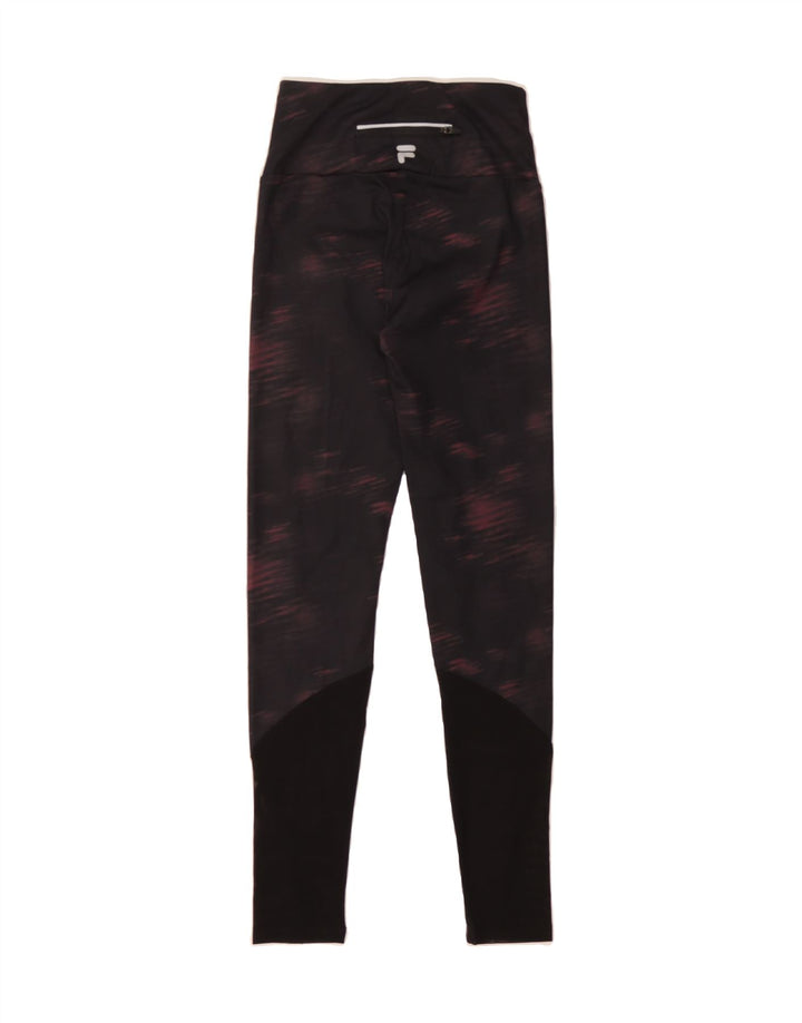 FILA Womens Graphic Leggings UK 4 XS  Black Tie Dye Polyester Vintage Fila and Second-Hand Fila from Messina Hembry 