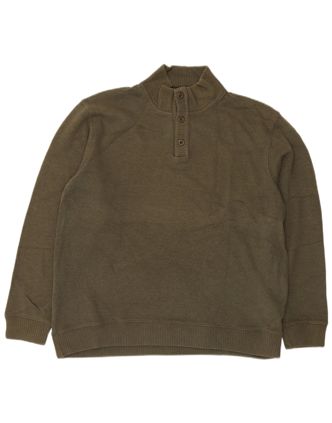 EDDIE BAUER Maglione da uomo con collo a bottoni in cotone kaki medio
