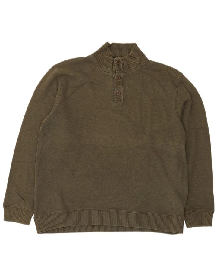 EDDIE BAUER Maglione da uomo con collo a bottoni in cotone kaki medio