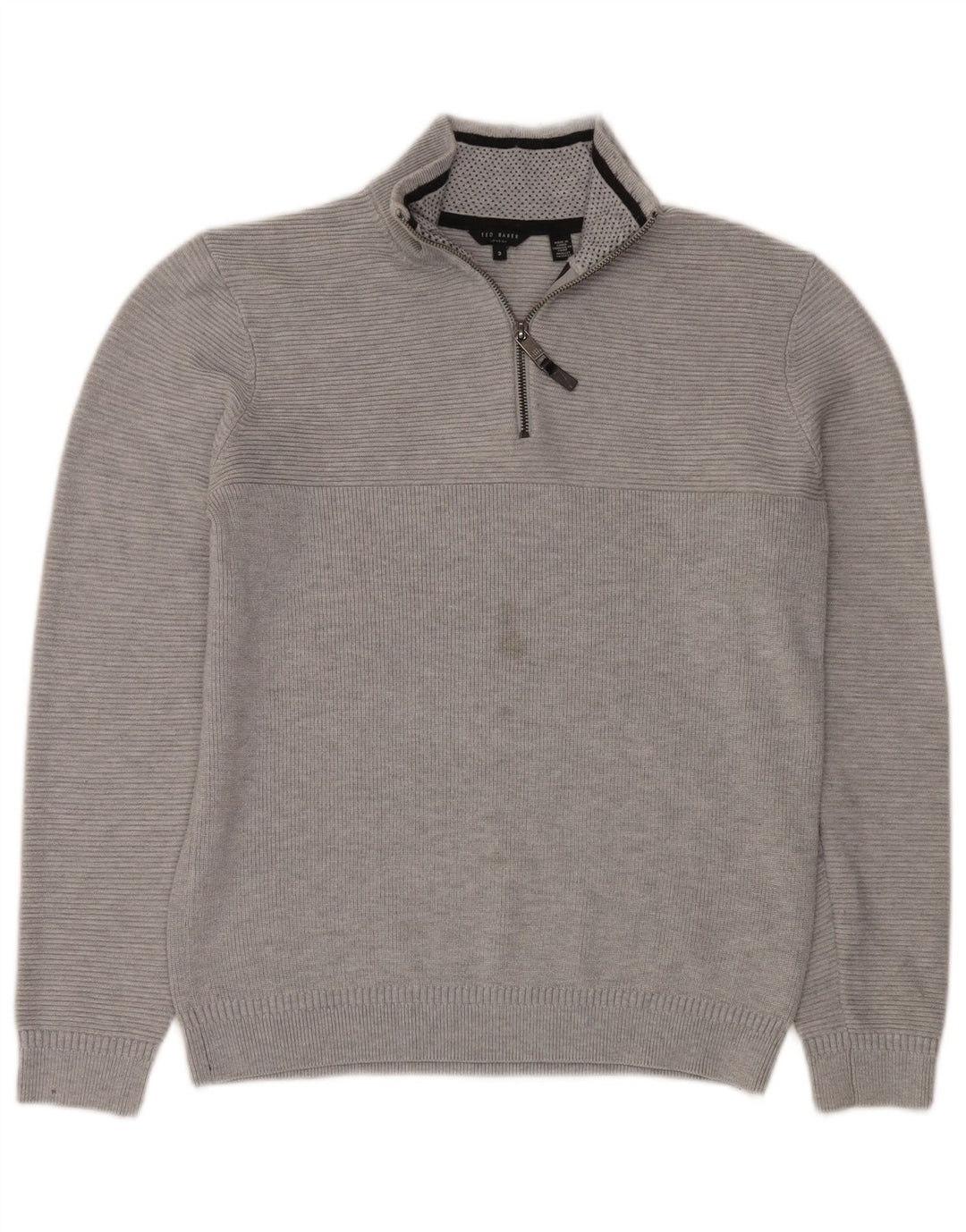 Ted Baker Mens Zip Neck Jumper Sweater Size 3 Medium Grey Polyester