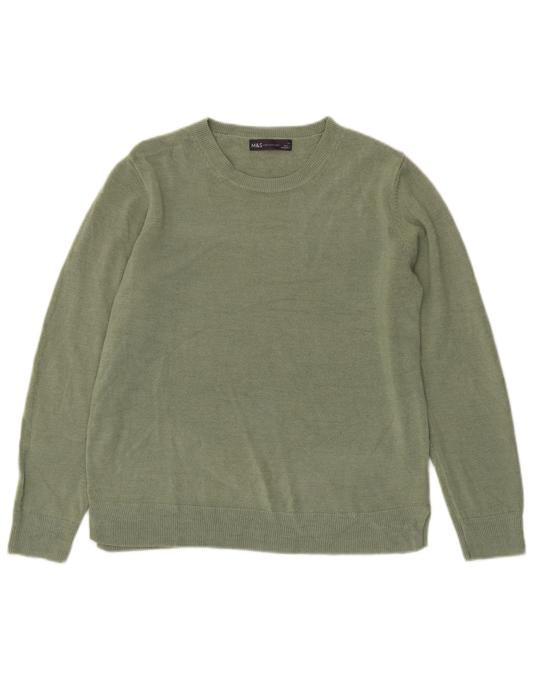 Marks & Spencer Womens Boat Neck Jumper Sweater UK 14 Medium Green