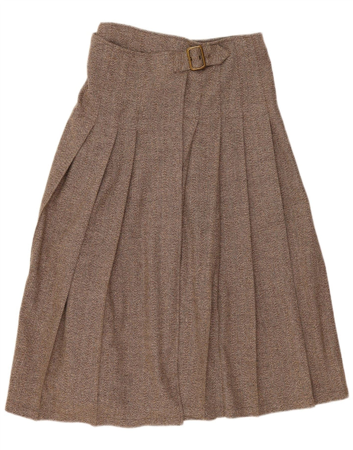 Vintage plisseret nederdel til kvinder IT 44 Medium W30 brun sildeben