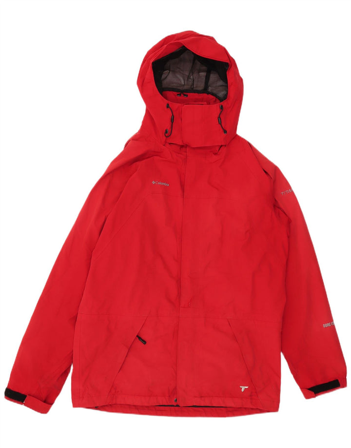 Columbia Mens Titanium Hooded Rain Jacket UK 38 Medium Red Polyester