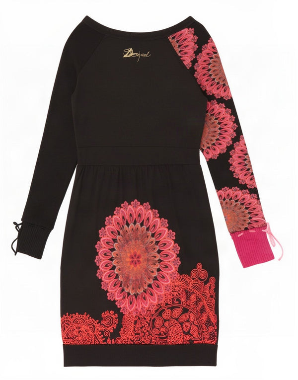 Γυναικείο μακρυμάνικο φόρεμα Desigual UK 8 Small Black Floral