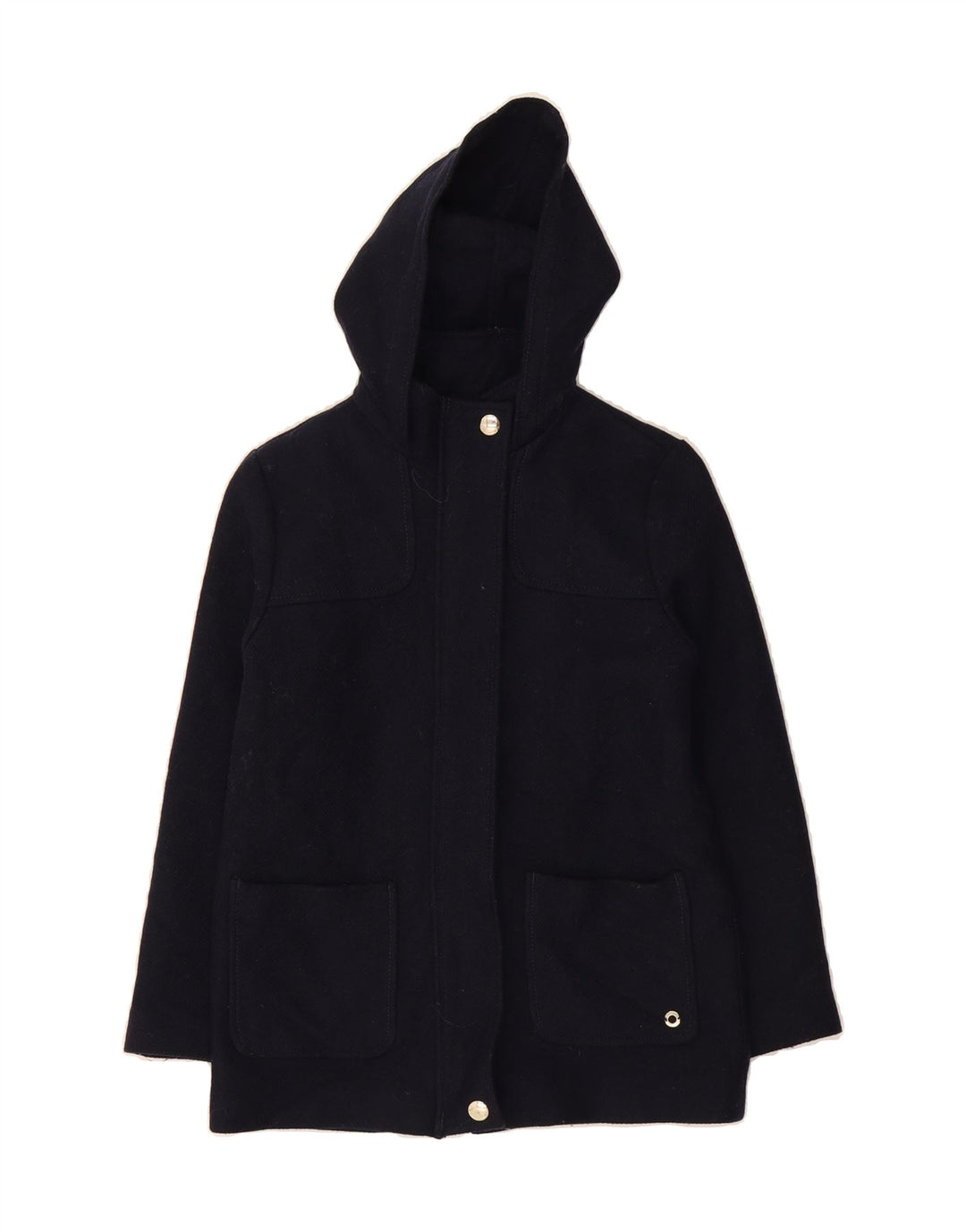 MASSIMO DUTTI Girls Hooded Overcoat 9-10 Years Navy Blue Wool Vintage Massimo Dutti and Second-Hand Massimo Dutti from Messina Hembry 