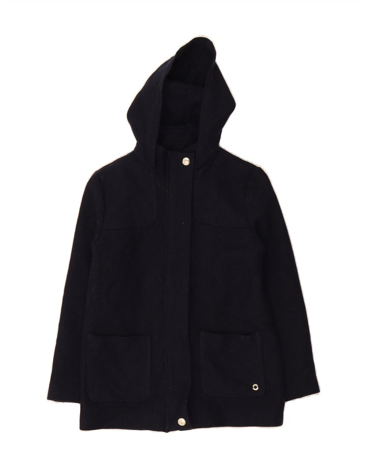 MASSIMO DUTTI Girls Hooded Overcoat 9-10 Years Navy Blue Wool Vintage Massimo Dutti and Second-Hand Massimo Dutti from Messina Hembry 