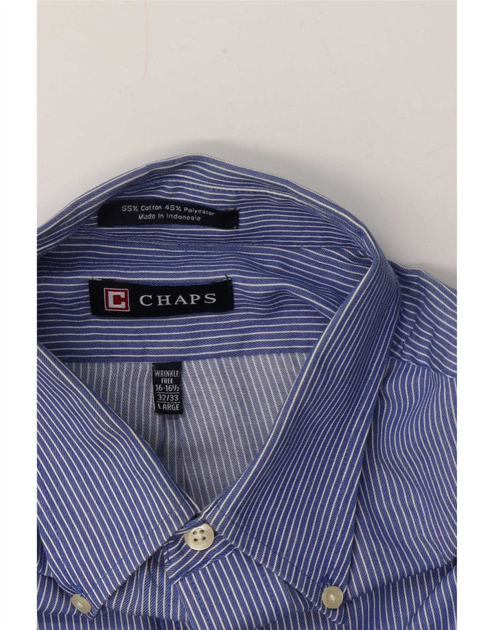 Chaps Mens Shirt Size 16 1/2 Large Blue Pinstripe Cotton
