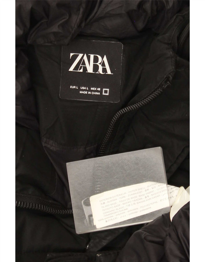 Cappotto imbottito con cappuccio da uomo Zara UK 40 grande poliestere nero
