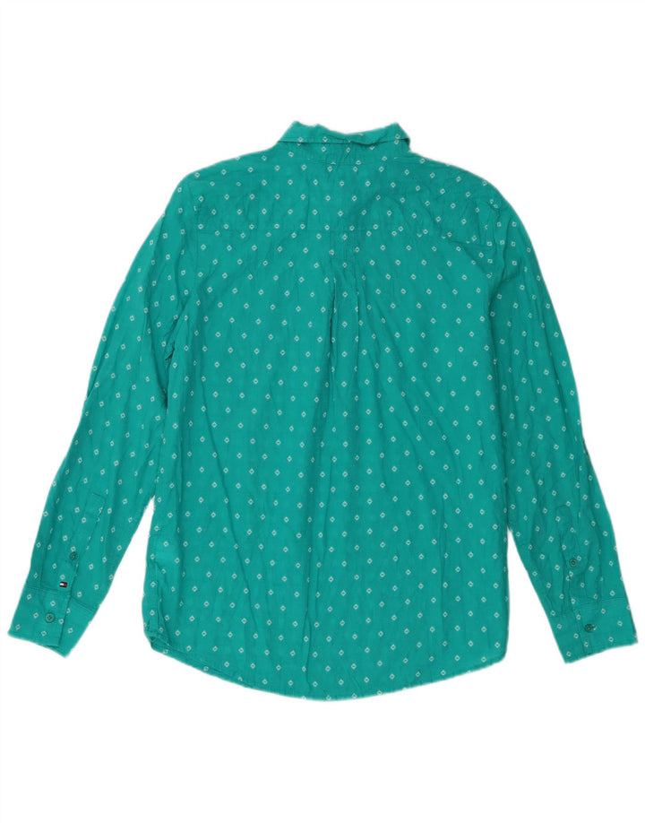 Tommy Hilfiger Dame Pullover Shirt UK 14 Medium Turkis Geometric