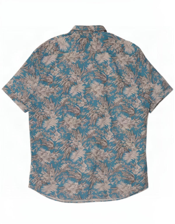 Ted Baker Chemise hawaïenne à manches courtes pour homme Taille 6 2XL Bleu Floral Coton
