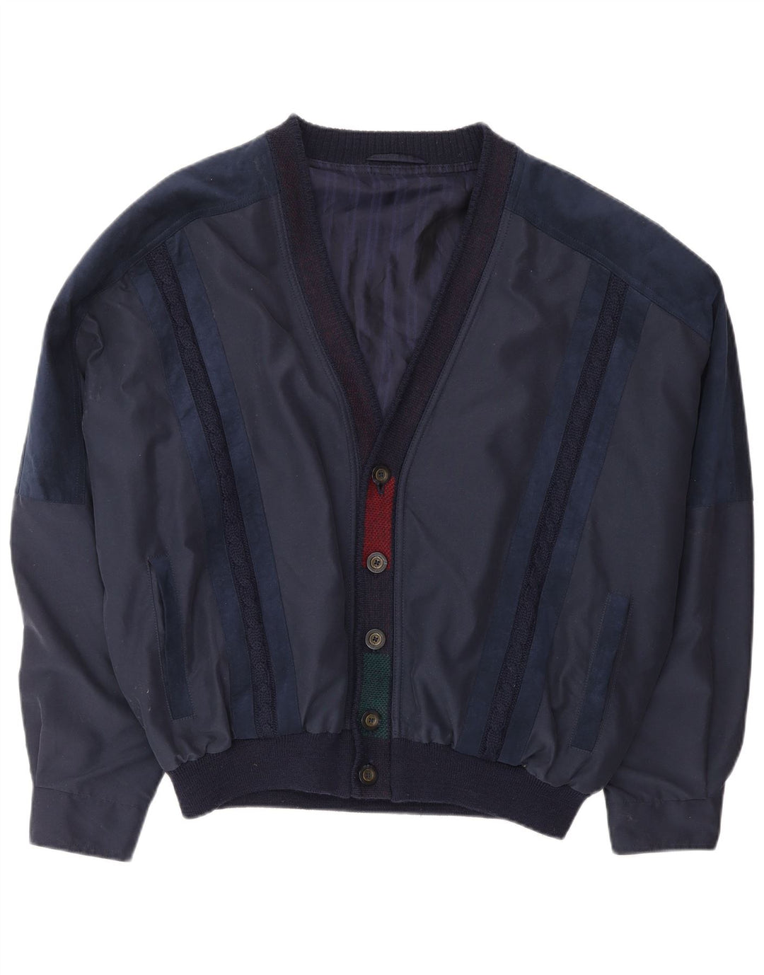 VINTAGE Mens Bomber Jacket UK 42 XL Navy Blue Polyester