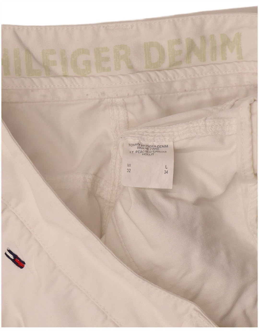 Calça cargo masculina TOMMY HILFIGER Bootcut W32 L34 algodão branco