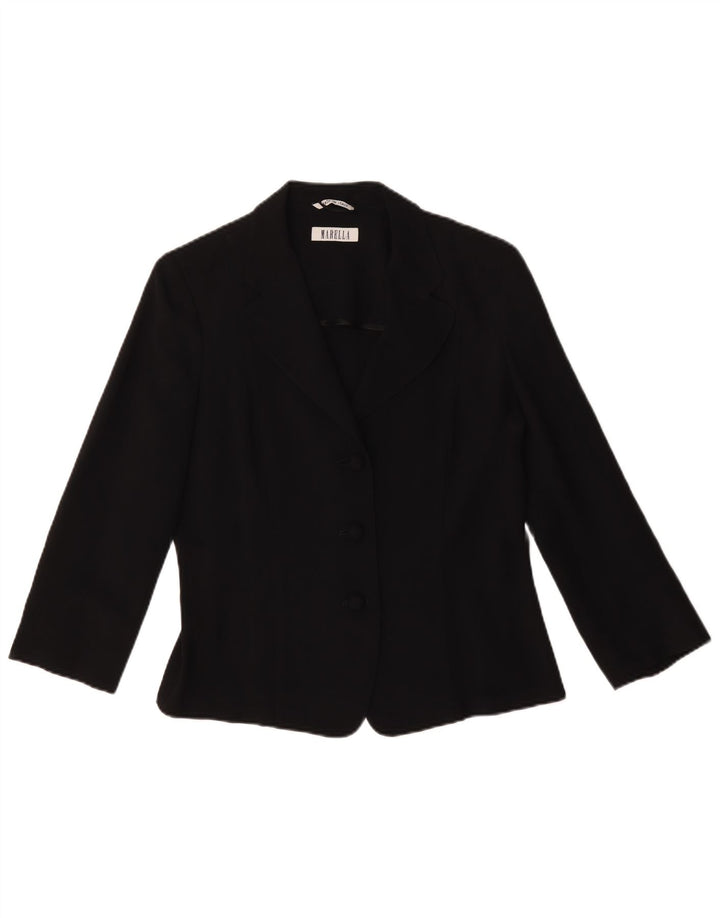 Marella Dame 3/4-ærmet blazerjakke UK 16 Large Black Acetate