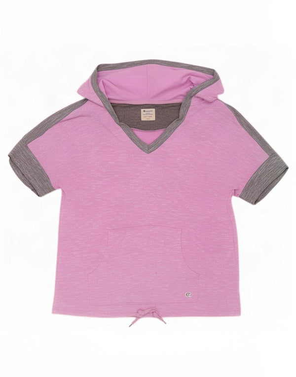 T-shirt con cappuccio da donna Champion Top UK 10 Small Poliestere color block rosa