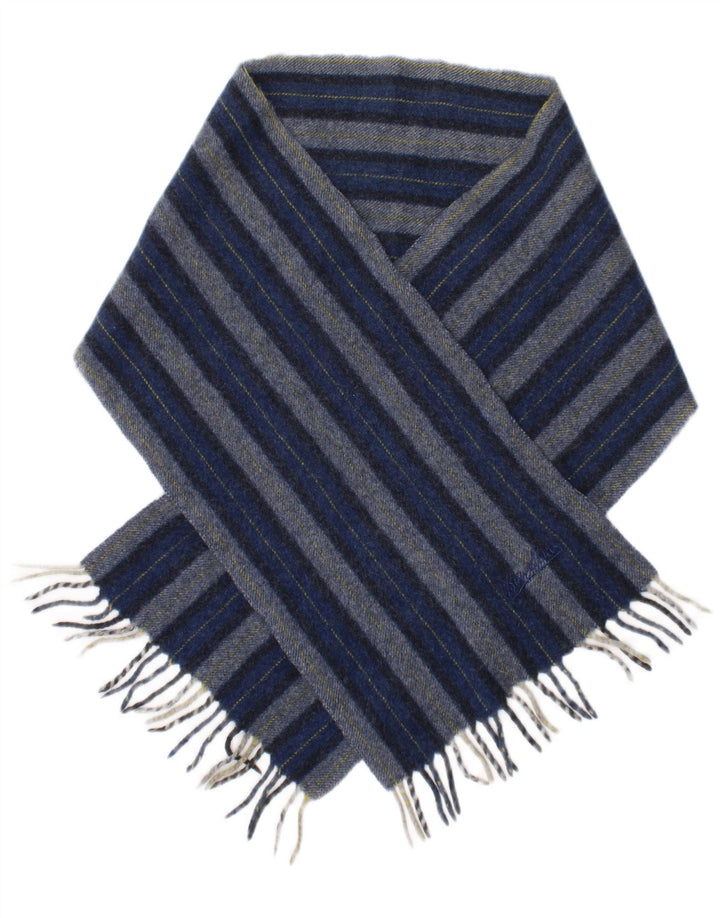 Borsalino Mens Rectangle Scarf One Size Blue Striped New Wool Classic