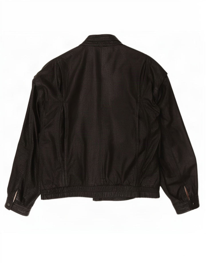 Chaqueta de cuero vintage para hombre IT 52 XL Negro