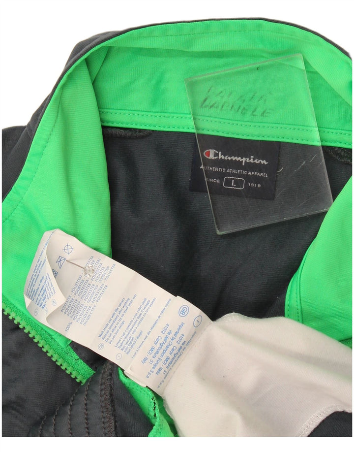 Champion Mens Tracksuit Top Jacket Large Grey Colourblock Polyester