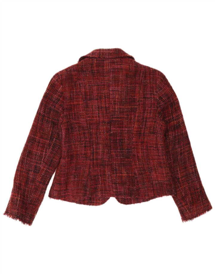 Jaqueta blazer feminina de 2 botões Marks & Spencer Reino Unido 14 médio Borgonha manchada