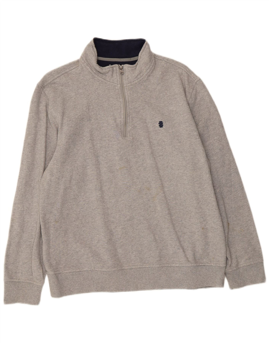 Felpa da uomo con zip e collo Izod in cotone grigio medio