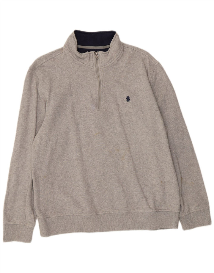 Felpa da uomo con zip e collo Izod in cotone grigio medio