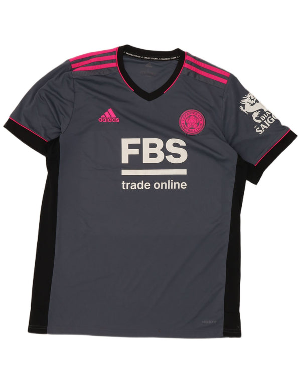 Adidas Mens Leicester City Graphic T-Shirt Top Large Grey Colourblock