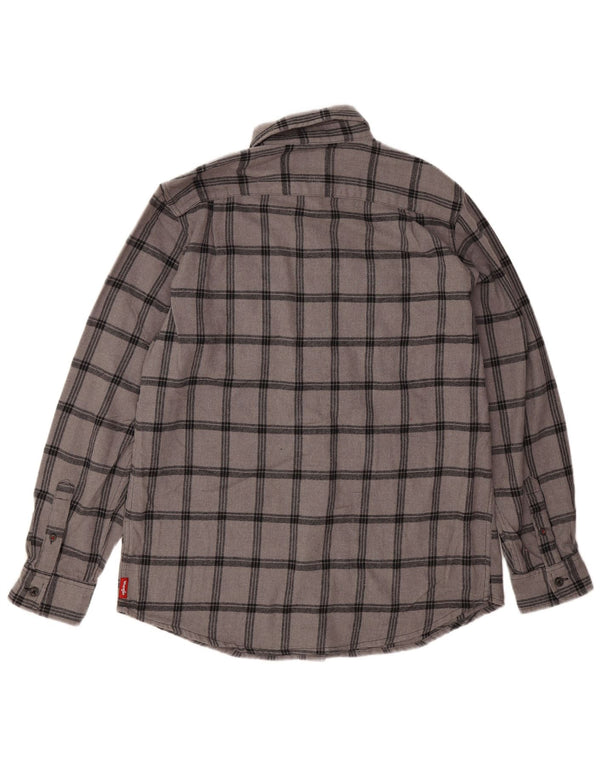 Wrangler Mens Flannel Shirt Medium Grey Check Cotton