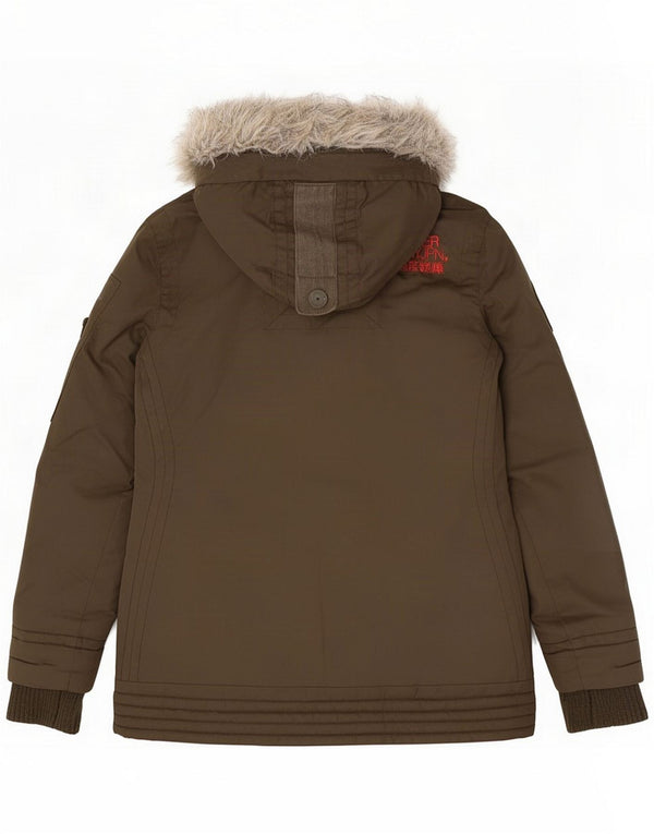 Superdry Parka con capucha para mujer UK 8 Small Green Poliéster Army