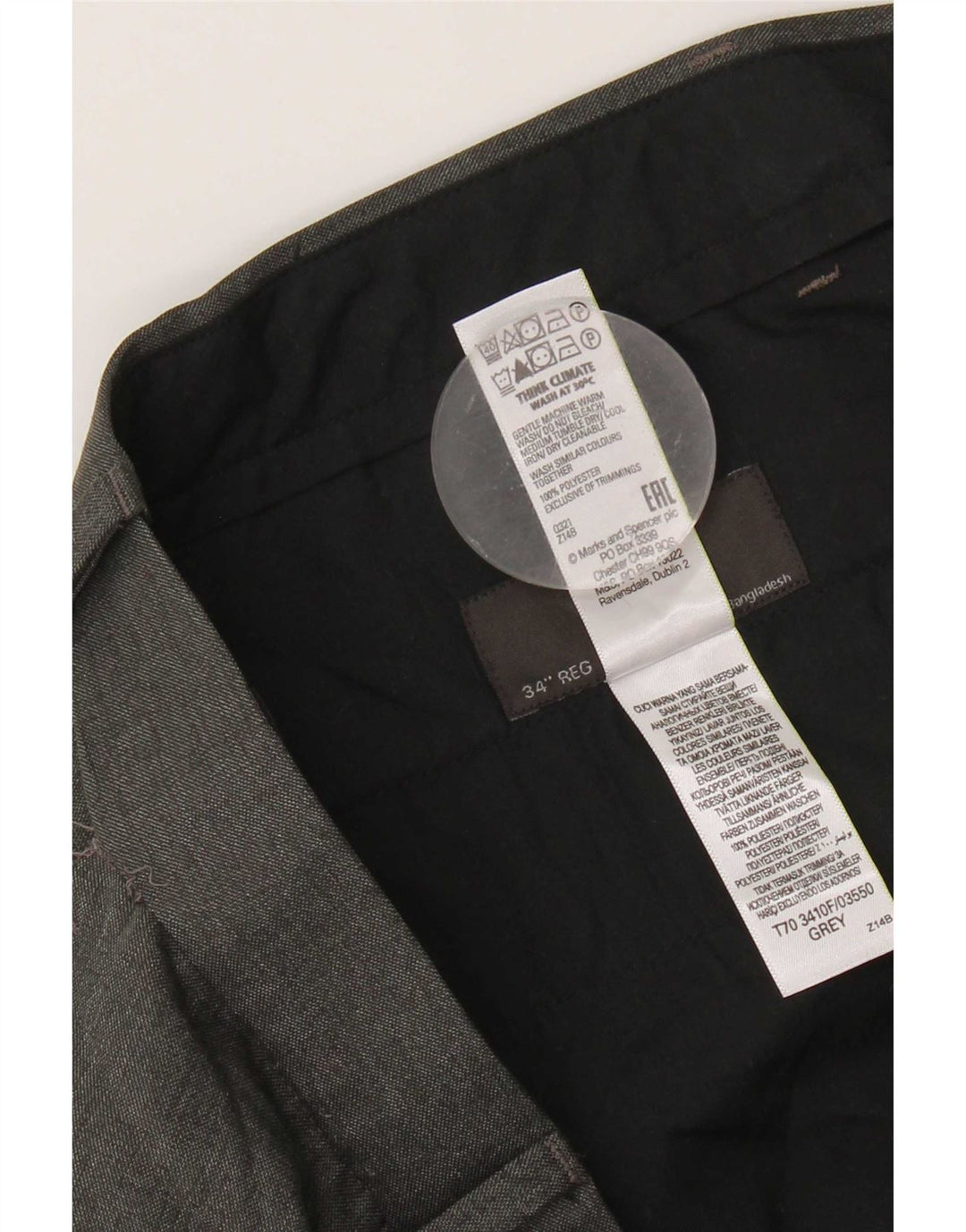 Marks & Spencer Womens Straight Suit Trousers W34 L31 Grey Polyester