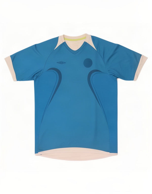 Umbro Mens T-Shirt Top Medium Blue Colourblock Polyester