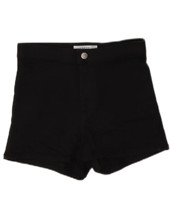 Topshop Damen Joni Denim Shorts UK 12 Medium W28 Schwarze Baumwolle