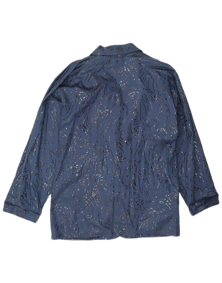 Vintage Womens Oversized Utility Jacket EU 40 Medium Blue Animal Print