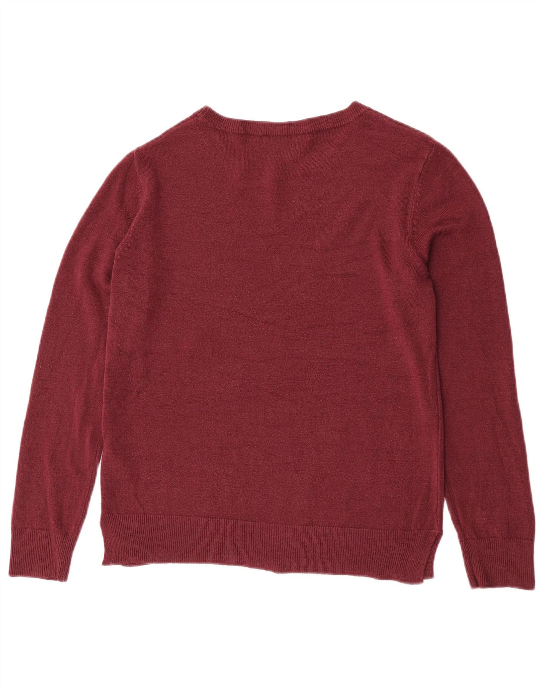 Marks & Spencer Womens Boat Neck Jumper Sweater UK 12 Medium Maroon Acrylic