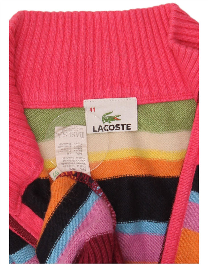 Lacoste Womens Cardigan Sweater Size 44 Large Multicoloured Striped