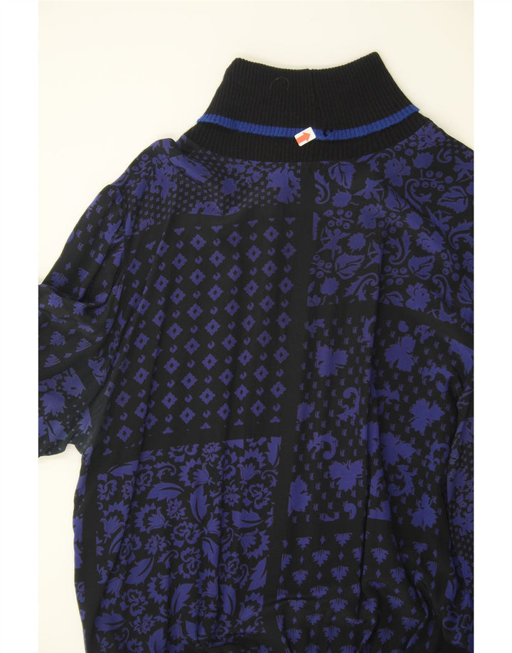 GIBI Womens Roll Neck Jumper Sweater UK 14 Large Navy Blue Patchwork Vintage Gibi and Second-Hand Gibi from Messina Hembry 