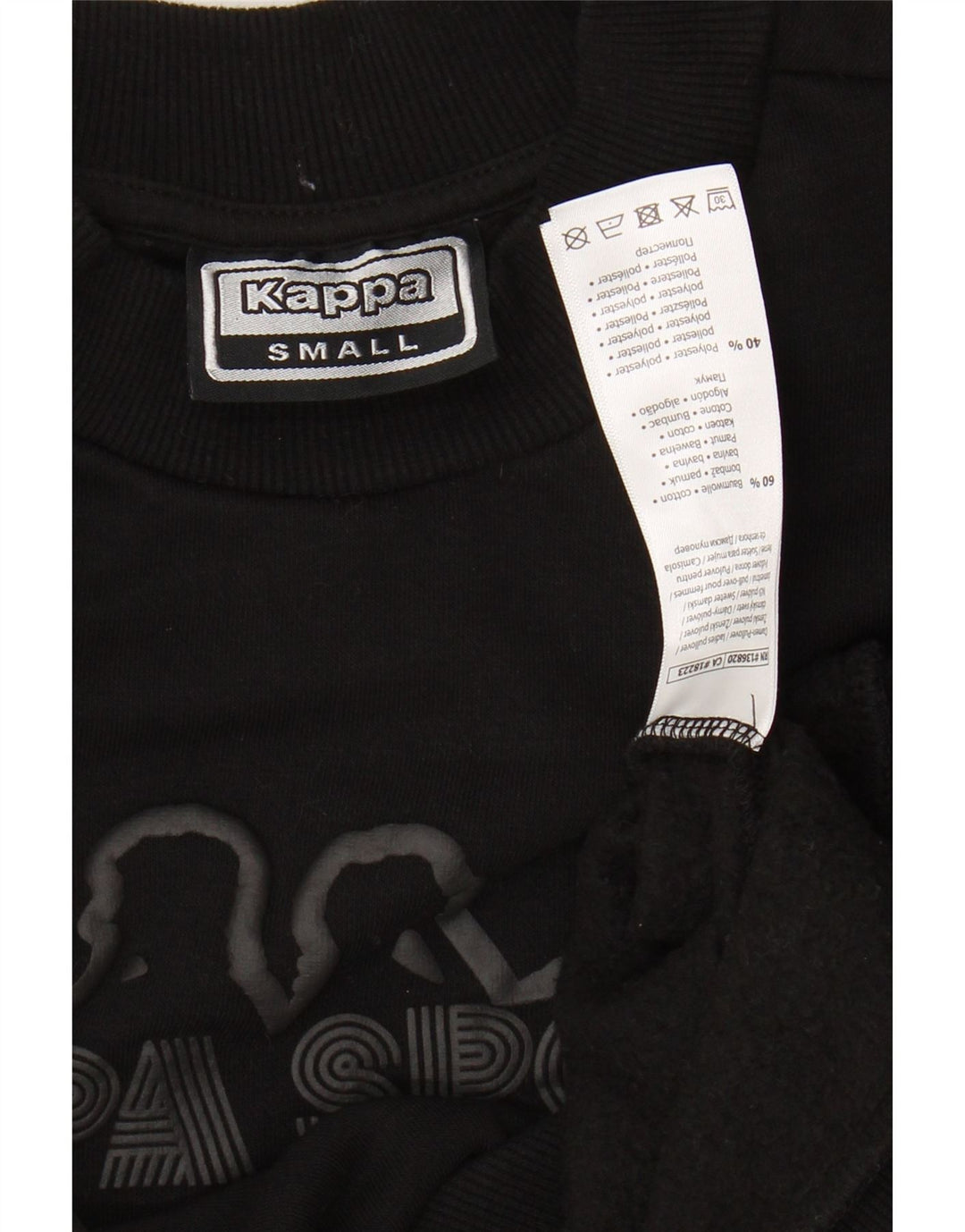 KAPPA Womens Graphic Oversized Sweatshirt Jumper UK 10 Small Black Cotton
