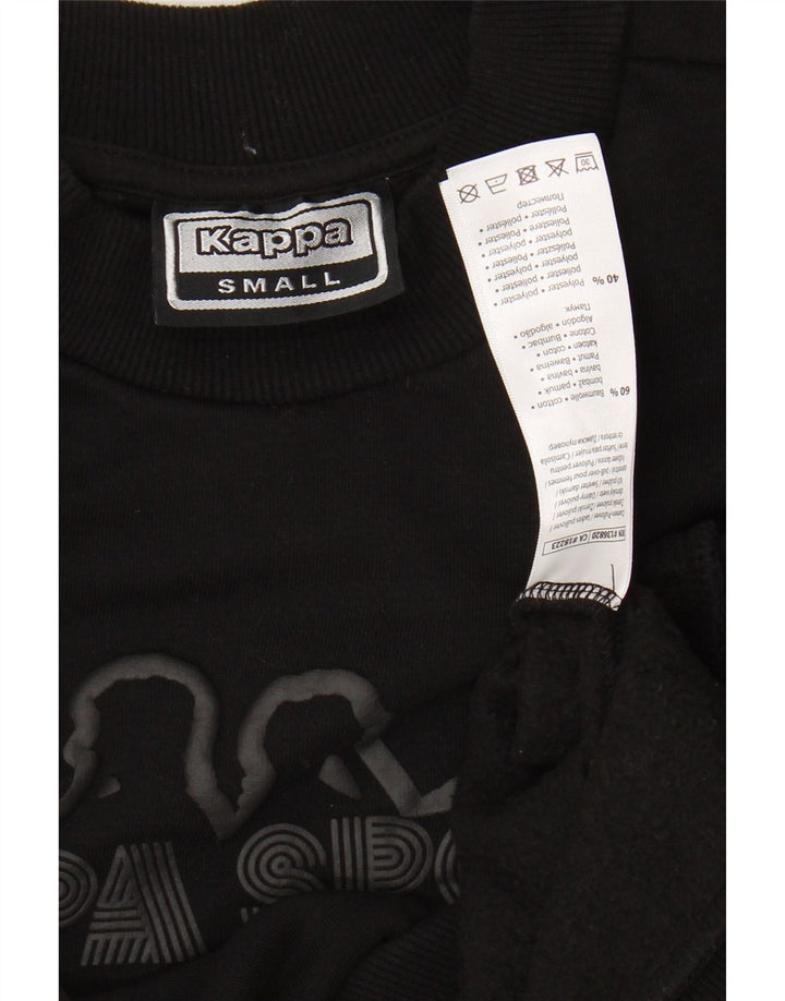 KAPPA Womens Graphic Oversized Sweatshirt Jumper UK 10 Small Black Cotton