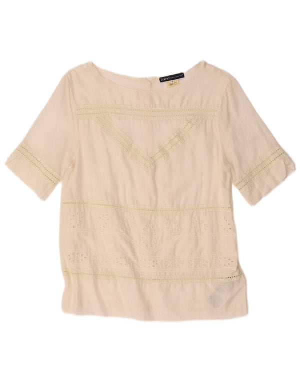 Levi's Chemisier surdimensionné à manches courtes pour femme US 0 XS Blanc rayé