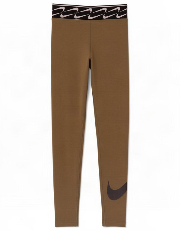 Nike Womens Graphic Leggings UK 4 XS Kaki Colourblock Cotton