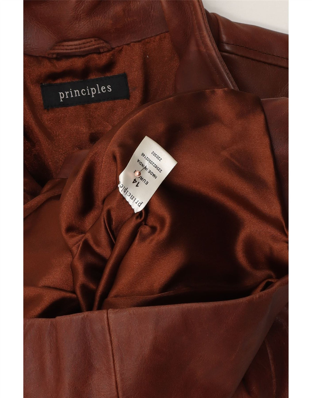 Principper Dame Læderjakke UK 14 Medium Brun