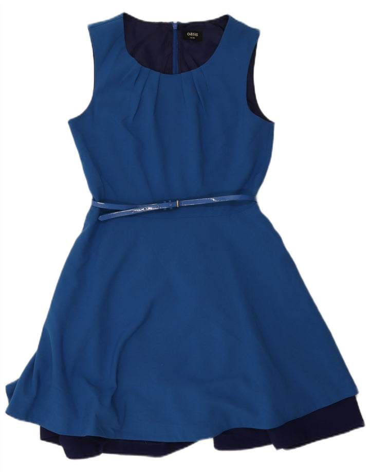 Oasis Womens Sleeveless A-Line Dress UK 10 Small  Blue Polyester