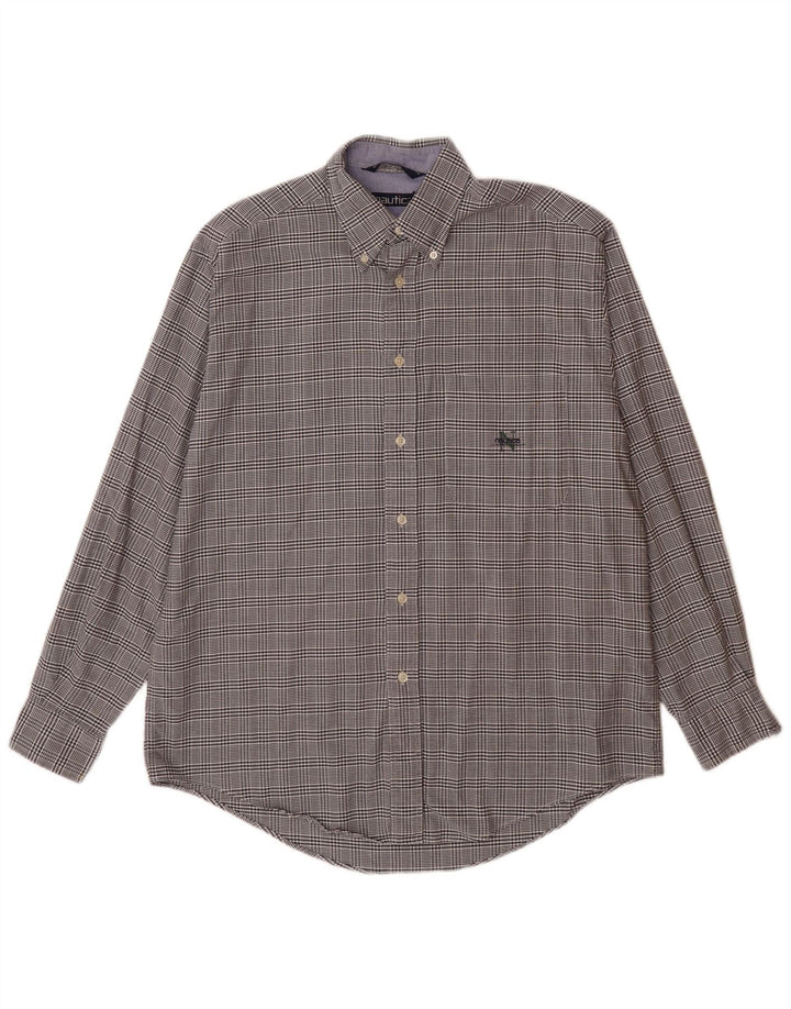 NAUTICA Flanelskjorte til mænd Medium Navyblå Houndstooth Bomuld
