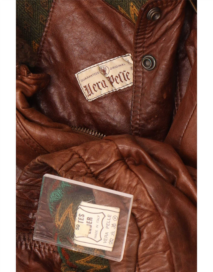 Vintage Mens Leather Jacket IT 50 Large Brown