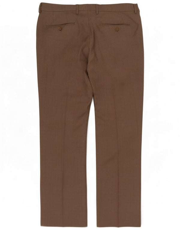 Massimo Dutti muške hlače ravnog odijela EU 52 Large W34 L30 Brown Wool