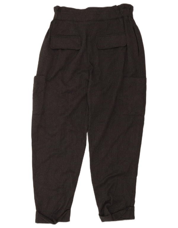 Zara Dame High Waist Cargo Cropped Trousers EU 40 Medium W30 L23 Grå