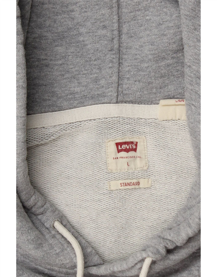 LEVI'S Mens Standard Graphic Hoodie Jumper Large Grey Cotton Vintage Levi's and Second-Hand Levi's from Messina Hembry 