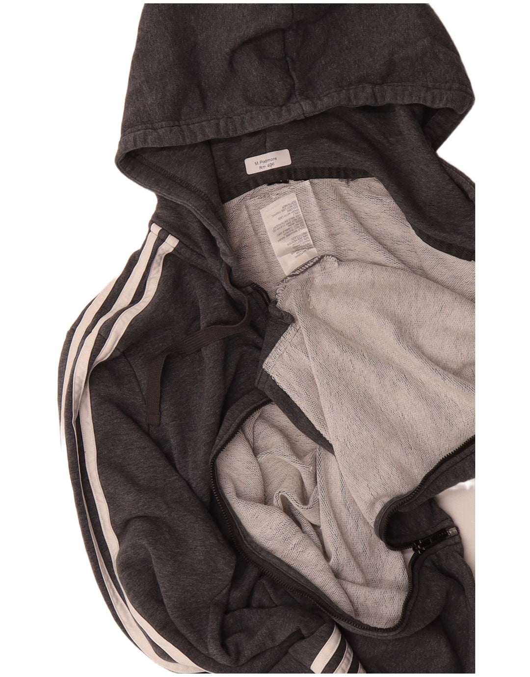 ADIDAS Mens Zip Hoodie Sweater Small Grey Cotton